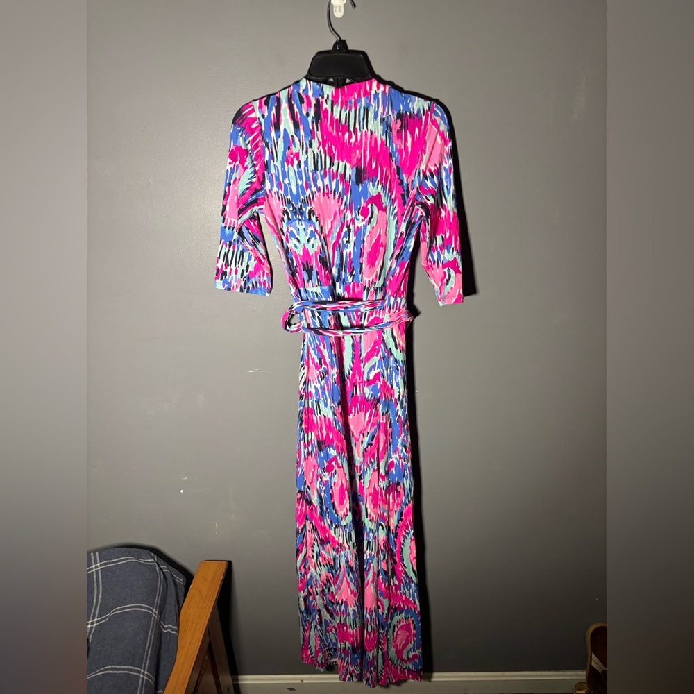 Lilly Pulitzer Marvista Printed Wrap Floor-length Dress In Multi Free Spirit S - Picture 4 of 5